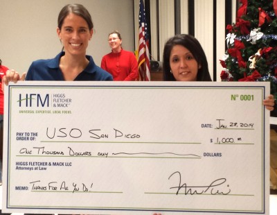 (From left to right): Christina Bobb, attorney at Higgs Fletcher & Mack and Norma Reyes, Program Coordinator for USO San Diego.